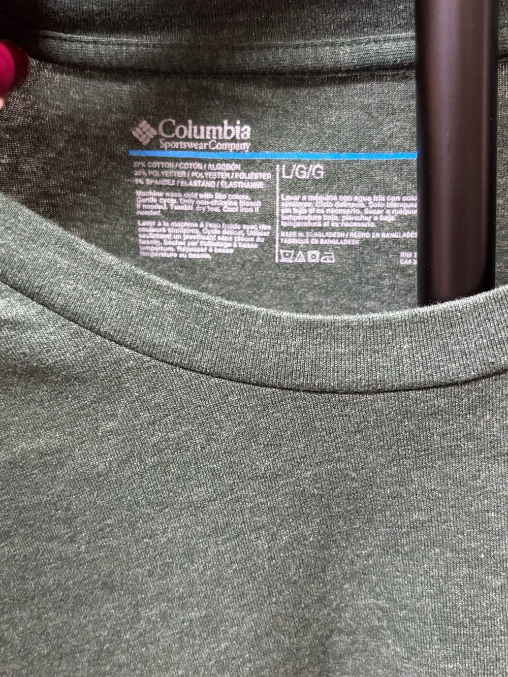 Columbia Men's Long Sleeve Crew - Forest Green - Picture 4 of 5